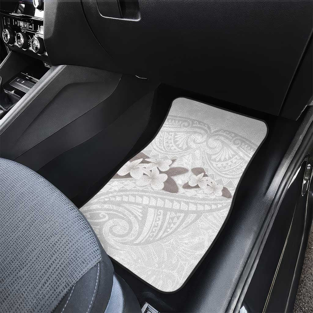 White Polynesia Car Mats Tribal Pattern Tropical Frangipani