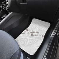 White Polynesia Car Mats Tribal Pattern Tropical Frangipani