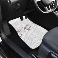 White Polynesia Car Mats Tribal Pattern Tropical Frangipani