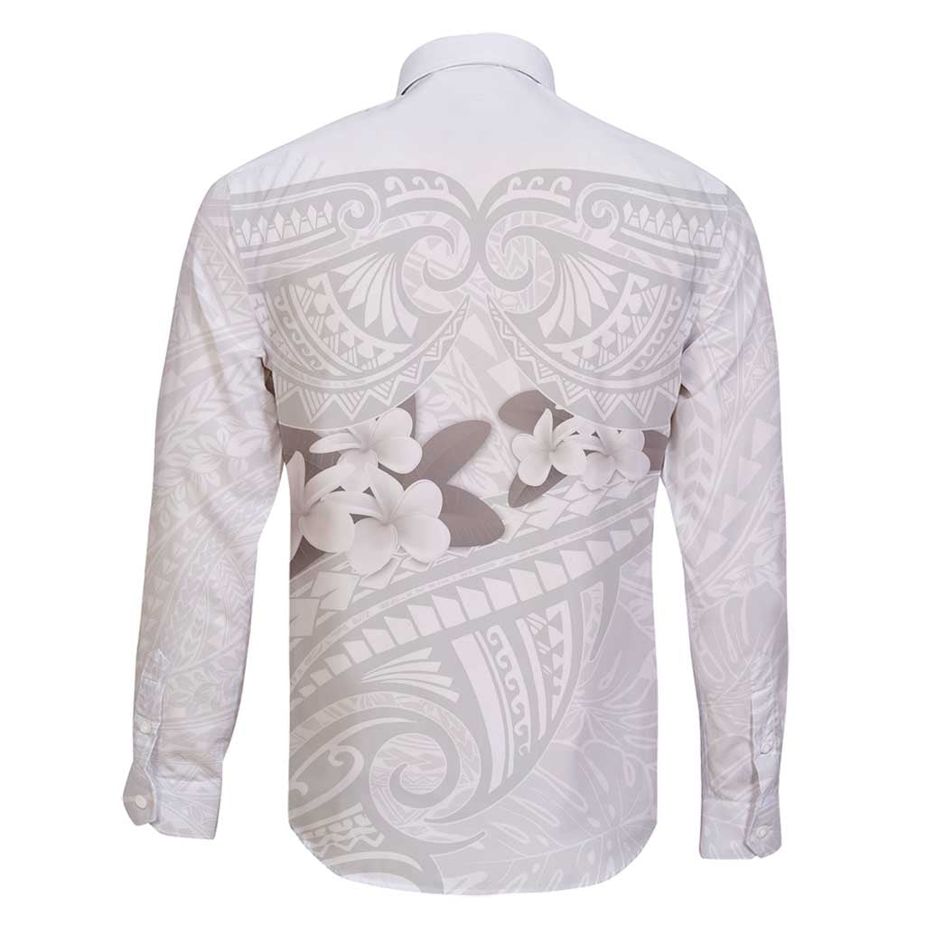 White Polynesia Family Matching Mermaid Dress and Hawaiian Shirt Tribal Pattern Tropical Frangipani