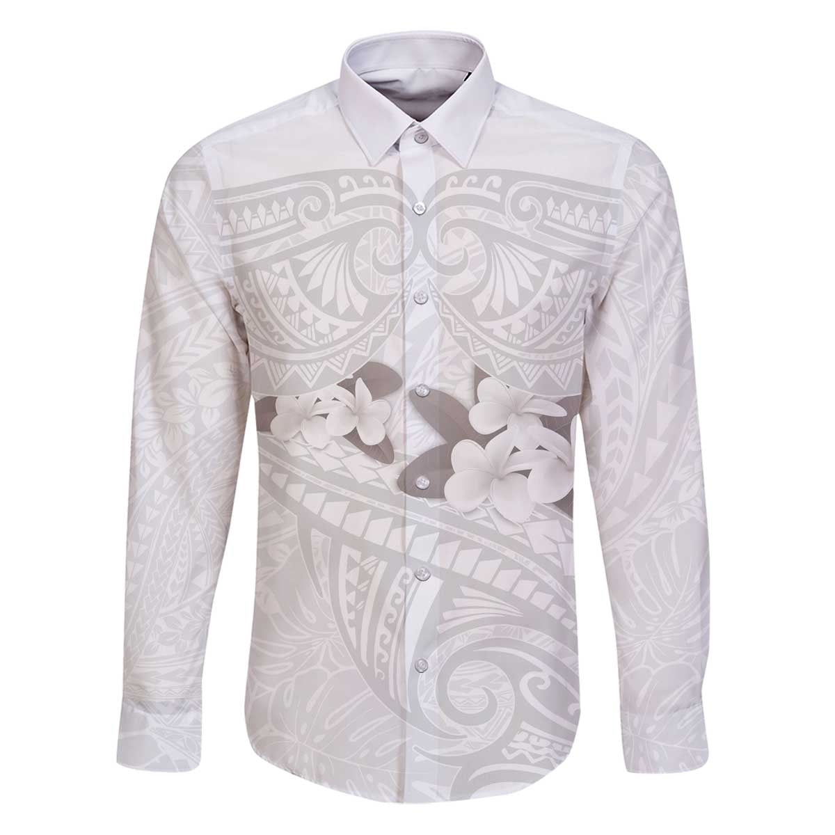 White Polynesia Family Matching Puletasi and Hawaiian Shirt Tribal Pattern Tropical Frangipani