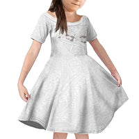 White Polynesia Family Matching Summer Maxi Dress and Hawaiian Shirt Tribal Pattern Tropical Frangipani LT14 Daughter's Dress White - Polynesian Pride