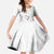 White Polynesia Kid Short Sleeve Dress Tribal Pattern Tropical Frangipani