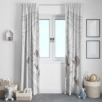 White Polynesia Window Curtain Tribal Pattern Tropical Frangipani