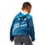 Blue Polynesia Kid Hoodie Tribal Pattern Tropical Frangipani