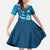 Blue Polynesia Kid Short Sleeve Dress Tribal Pattern Tropical Frangipani