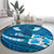 Blue Polynesia Round Carpet Tribal Pattern Tropical Frangipani