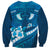 Blue Polynesia Sweatshirt Tribal Pattern Tropical Frangipani
