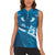 Blue Polynesia Women Sleeveless Polo Shirt Tribal Pattern Tropical Frangipani