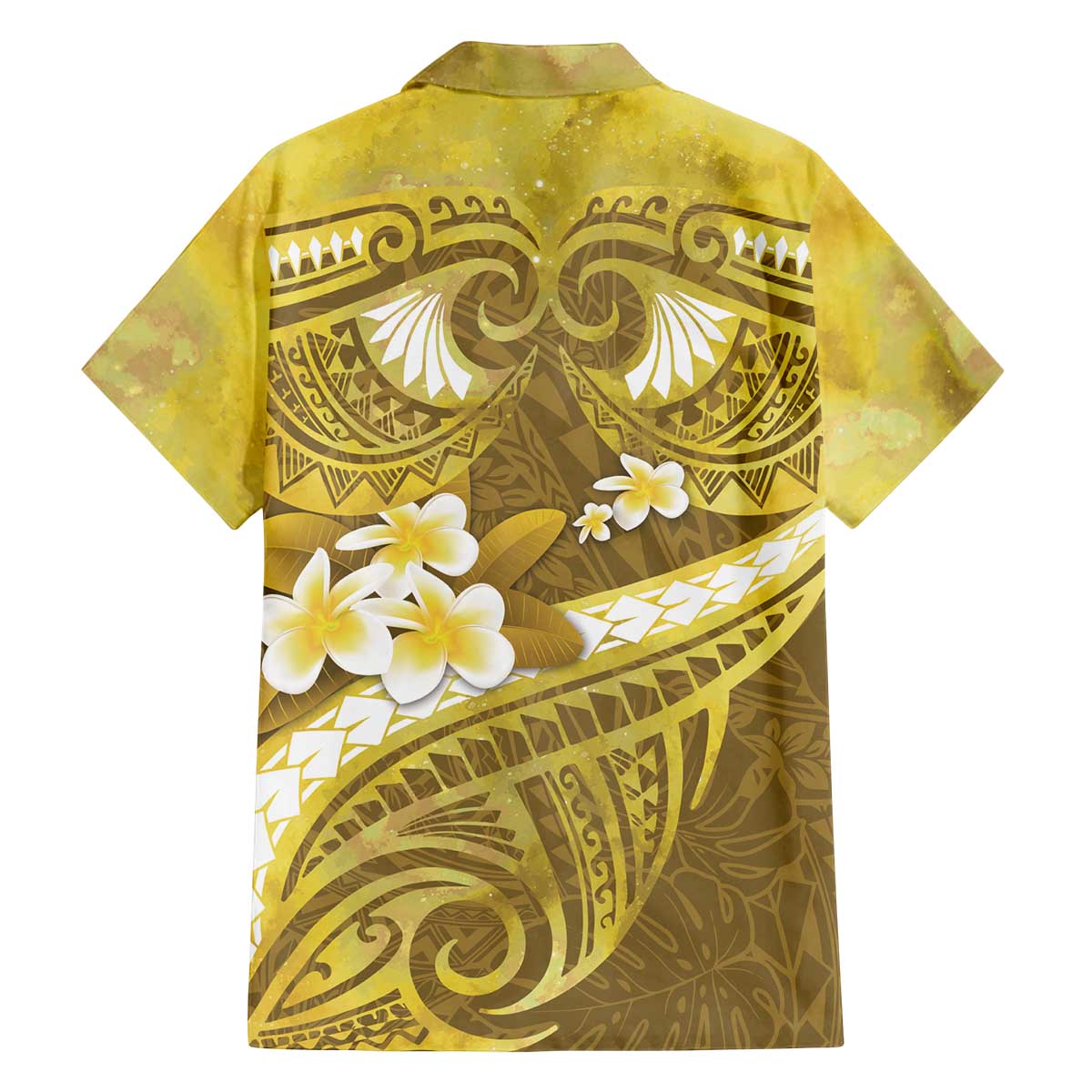 Gold Polynesia Family Matching Off The Shoulder Long Sleeve Dress and Hawaiian Shirt Tribal Pattern Tropical Frangipani LT14 - Polynesian Pride