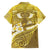 Gold Polynesia Family Matching Off Shoulder Maxi Dress and Hawaiian Shirt Tribal Pattern Tropical Frangipani