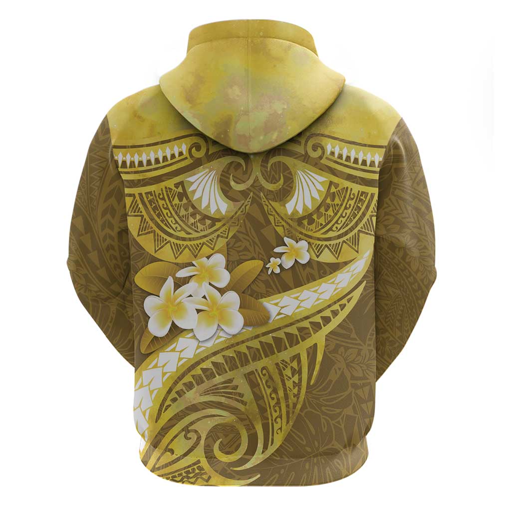 Gold Polynesia Hoodie Tribal Pattern Tropical Frangipani LT14 - Polynesian Pride