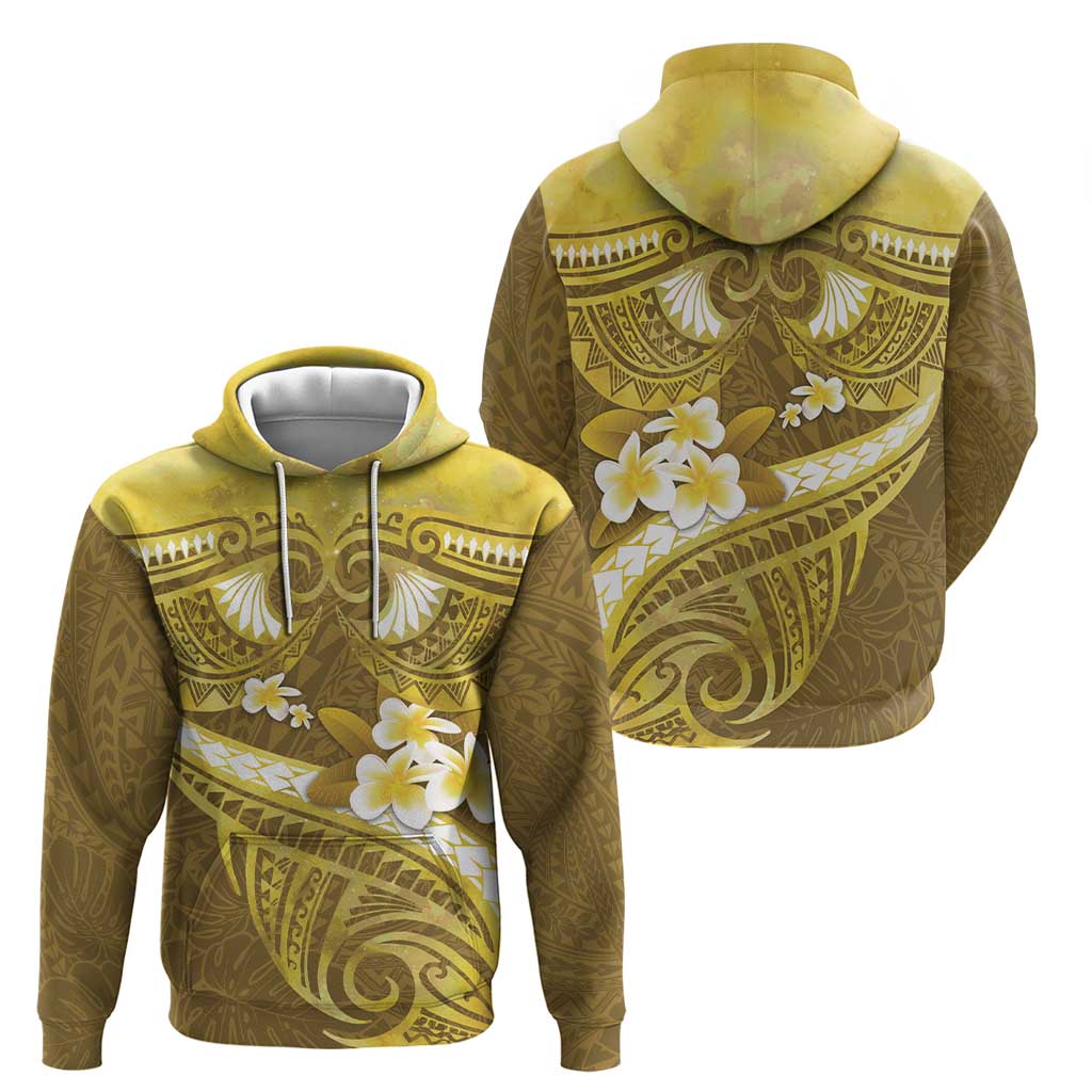 Gold Polynesia Hoodie Tribal Pattern Tropical Frangipani LT14 - Polynesian Pride