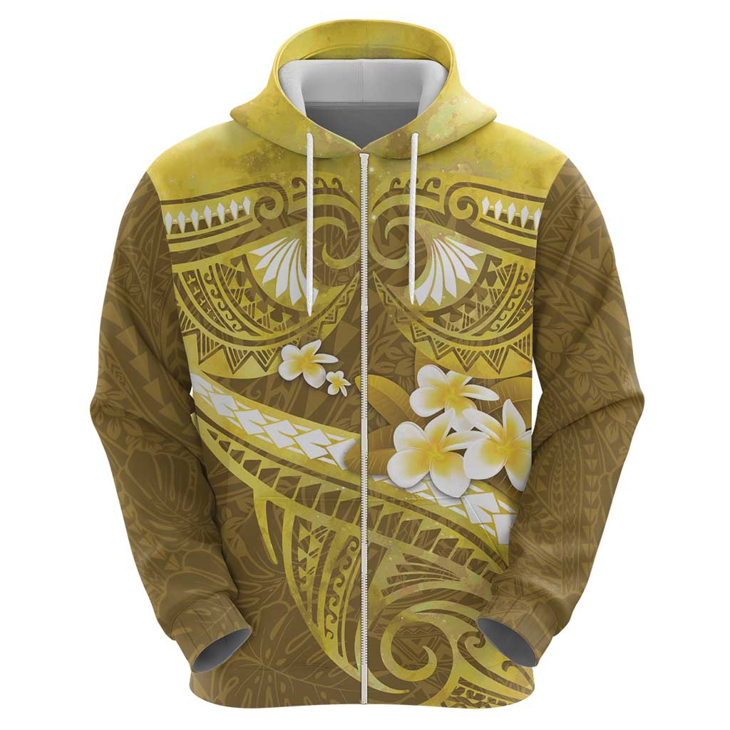 Gold Polynesia Hoodie Tribal Pattern Tropical Frangipani LT14 - Polynesian Pride