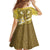 Gold Polynesia Kid Short Sleeve Dress Tribal Pattern Tropical Frangipani