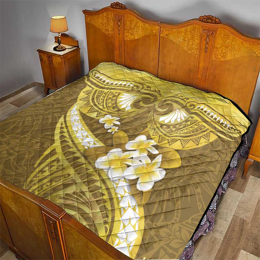 Gold Polynesia Quilt Tribal Pattern Tropical Frangipani
