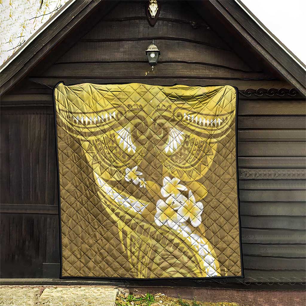 Gold Polynesia Quilt Tribal Pattern Tropical Frangipani