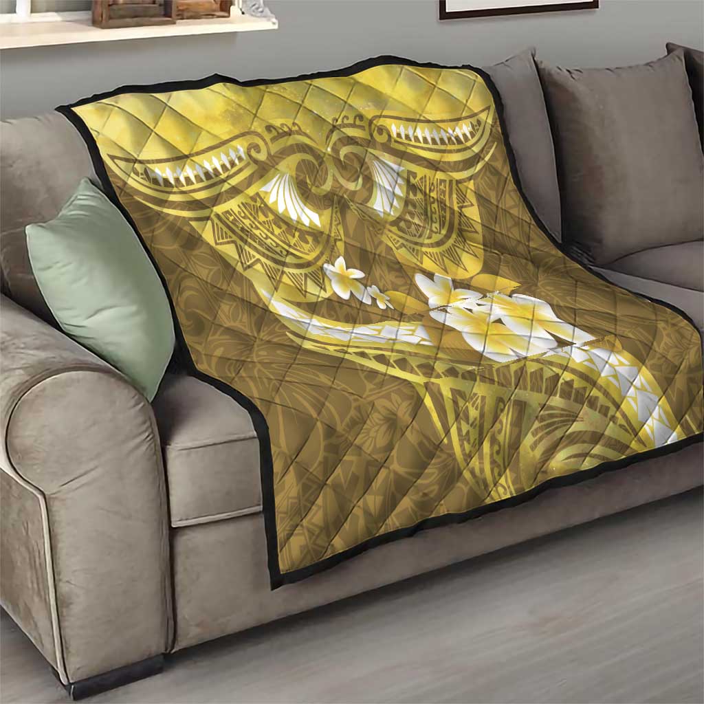 Gold Polynesia Quilt Tribal Pattern Tropical Frangipani