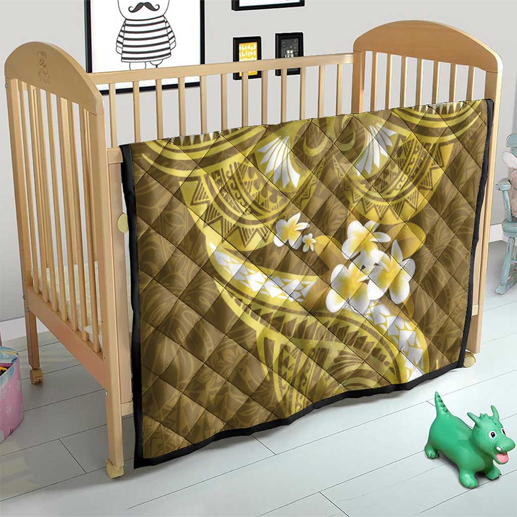 Gold Polynesia Quilt Tribal Pattern Tropical Frangipani