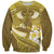Gold Polynesia Sweatshirt Tribal Pattern Tropical Frangipani