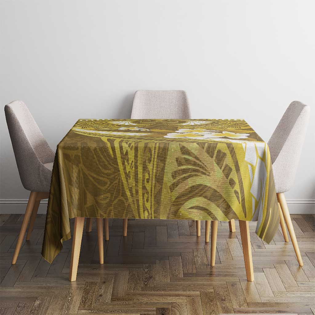 Gold Polynesia Tablecloth Tribal Pattern Tropical Frangipani