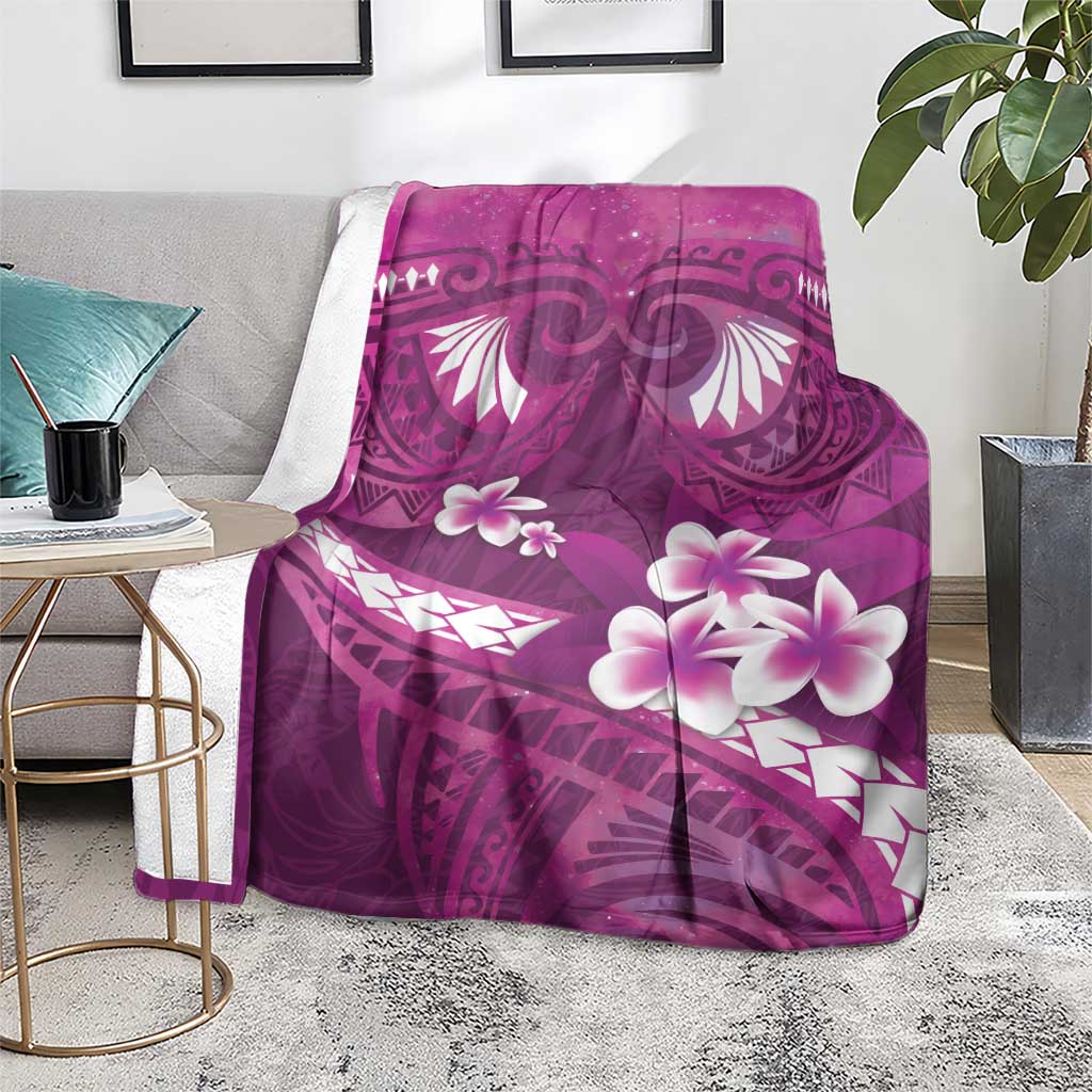 Pink Polynesia Blanket Tribal Pattern Tropical Frangipani