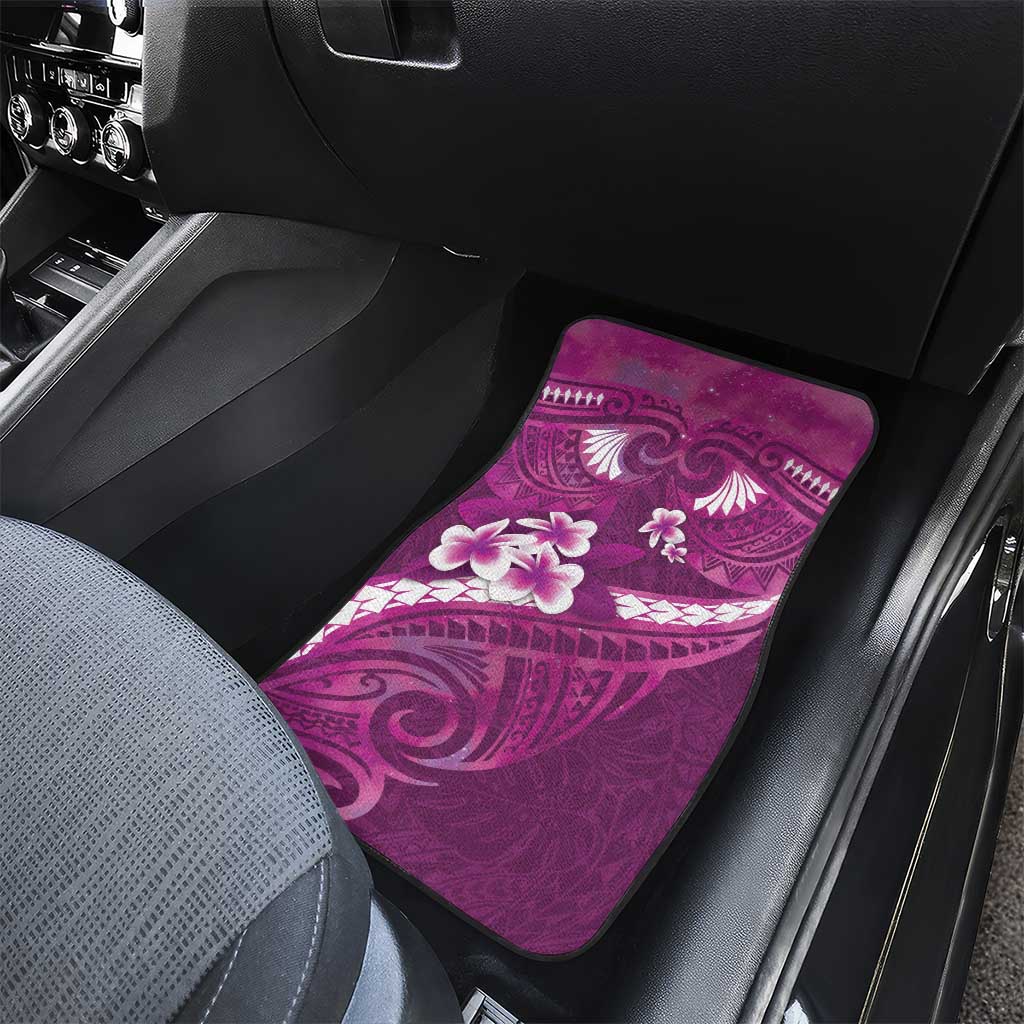 Pink Polynesia Car Mats Tribal Pattern Tropical Frangipani