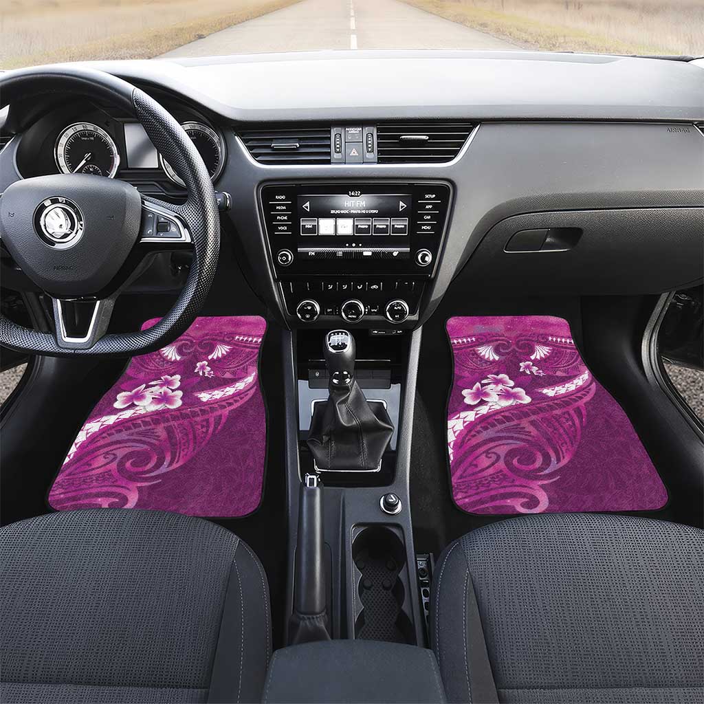 Pink Polynesia Car Mats Tribal Pattern Tropical Frangipani