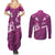 Pink Polynesia Couples Matching Summer Maxi Dress and Long Sleeve Button Shirt Tribal Pattern Tropical Frangipani