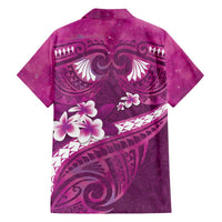 Pink Polynesia Family Matching Off The Shoulder Long Sleeve Dress and Hawaiian Shirt Tribal Pattern Tropical Frangipani LT14 - Polynesian Pride
