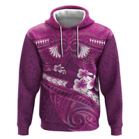 Pink Polynesia Hoodie Tribal Pattern Tropical Frangipani LT14 Pullover Hoodie Pink - Polynesian Pride