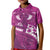 Pink Polynesia Kid Polo Shirt Tribal Pattern Tropical Frangipani