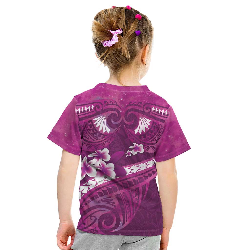 Pink Polynesia Kid T Shirt Tribal Pattern Tropical Frangipani