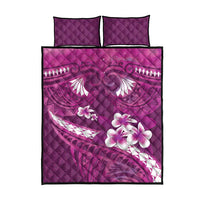 Pink Polynesia Quilt Bed Set Tribal Pattern Tropical Frangipani