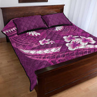Pink Polynesia Quilt Bed Set Tribal Pattern Tropical Frangipani