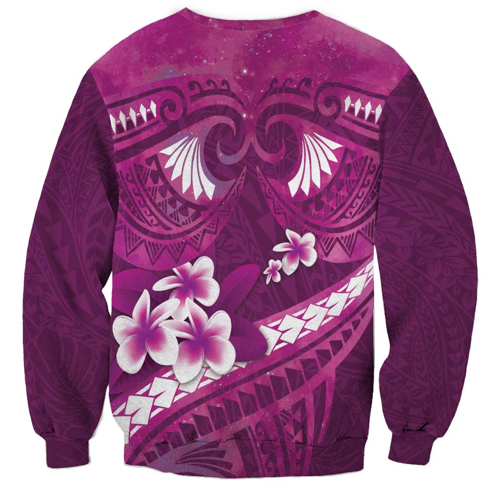 Pink Polynesia Sweatshirt Tribal Pattern Tropical Frangipani LT14 - Polynesian Pride