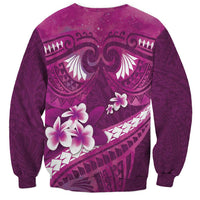 Pink Polynesia Sweatshirt Tribal Pattern Tropical Frangipani LT14 - Polynesian Pride