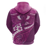 Pink Polynesia Zip Hoodie Tribal Pattern Tropical Frangipani LT14 - Polynesian Pride