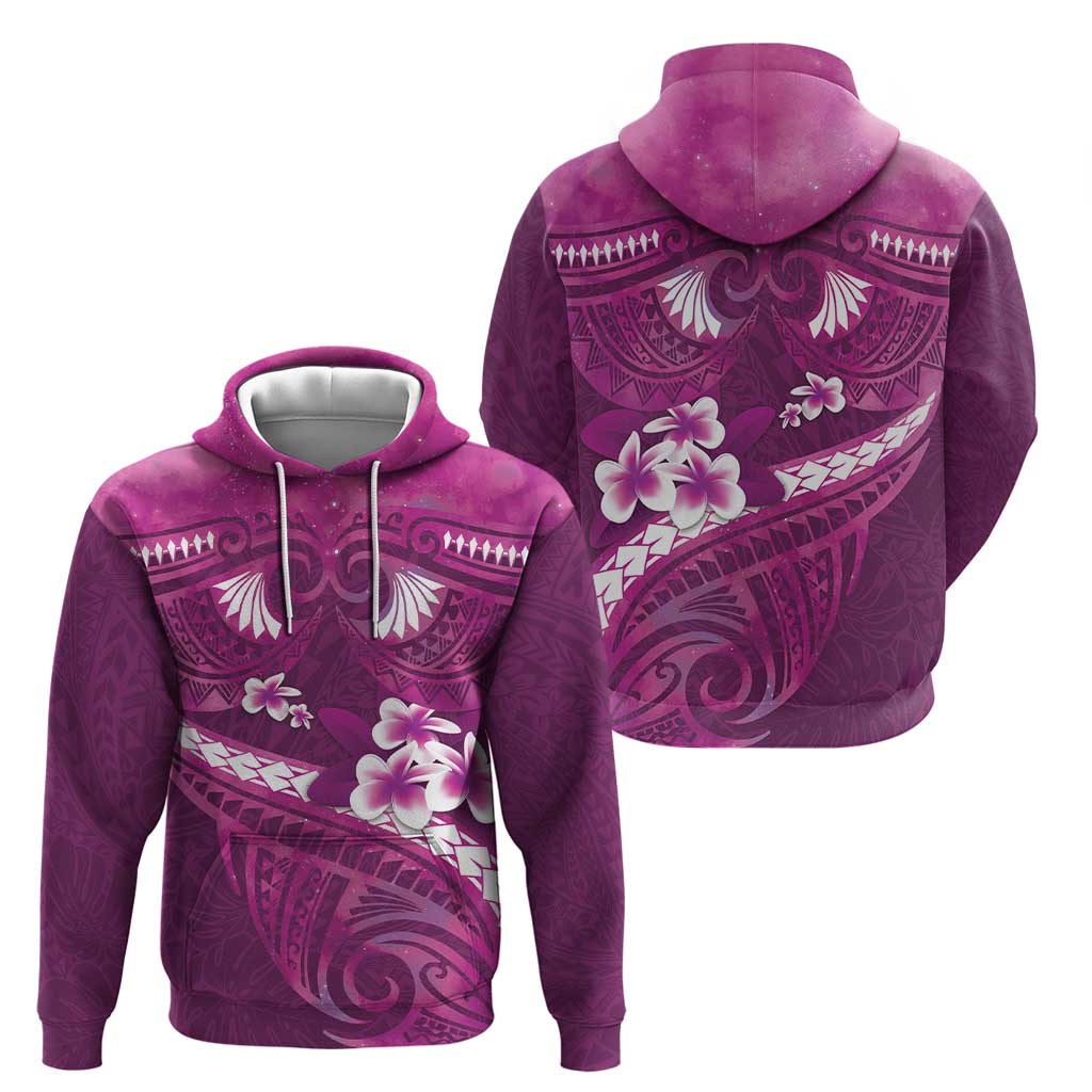 Pink Polynesia Zip Hoodie Tribal Pattern Tropical Frangipani LT14 - Polynesian Pride