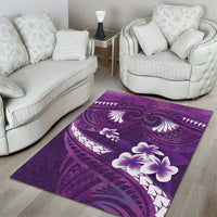 Purple Polynesia Area Rug Tribal Pattern Tropical Frangipani