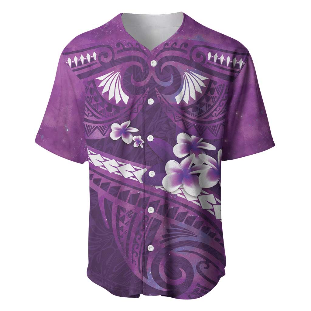 Purple Polynesia Baseball Jersey Tribal Pattern Tropical Frangipani LT14 Purple - Polynesian Pride