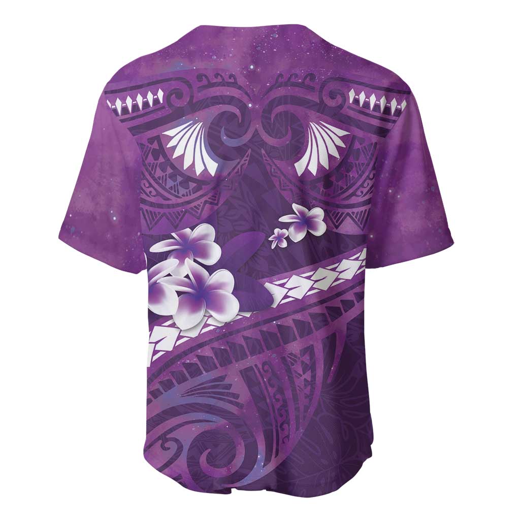 Purple Polynesia Baseball Jersey Tribal Pattern Tropical Frangipani LT14 - Polynesian Pride
