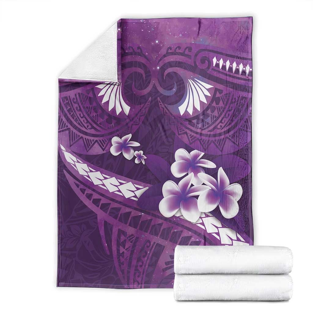 Purple Polynesia Blanket Tribal Pattern Tropical Frangipani