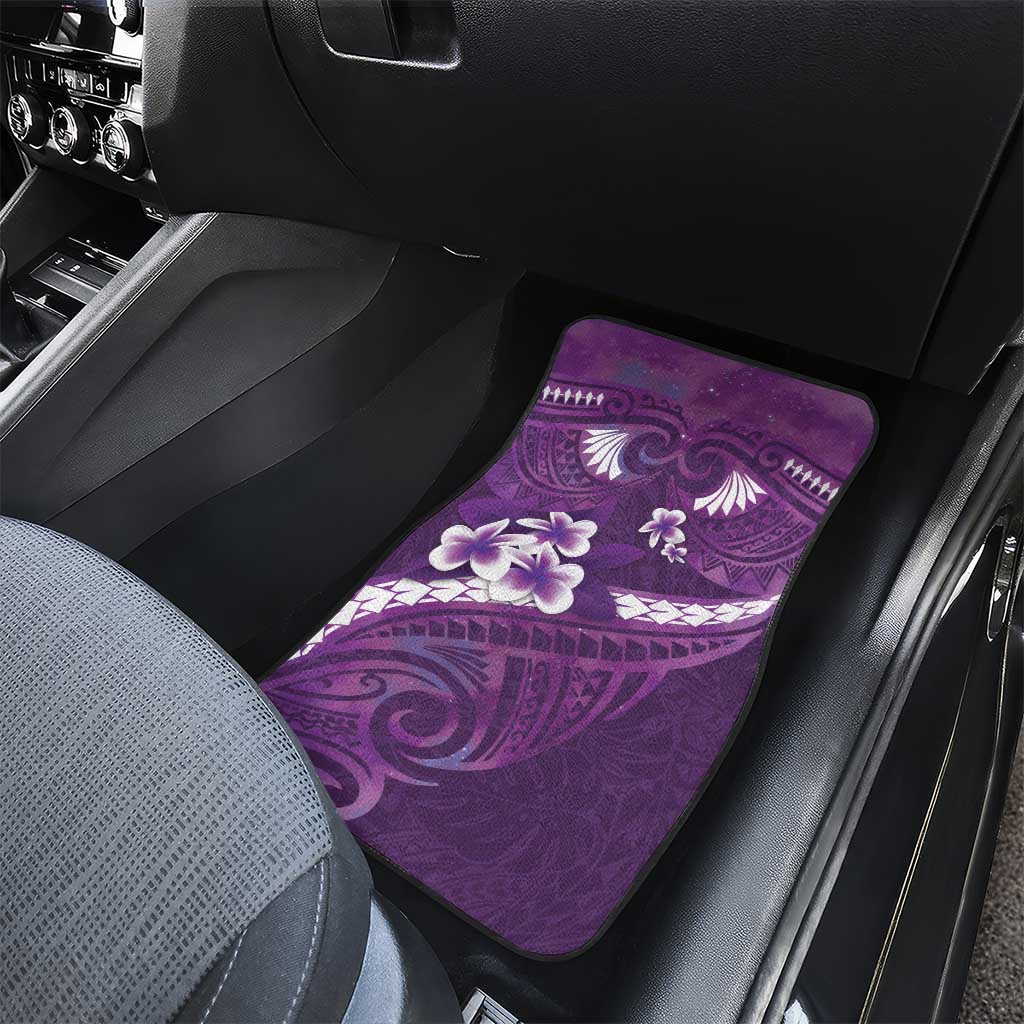 Purple Polynesia Car Mats Tribal Pattern Tropical Frangipani