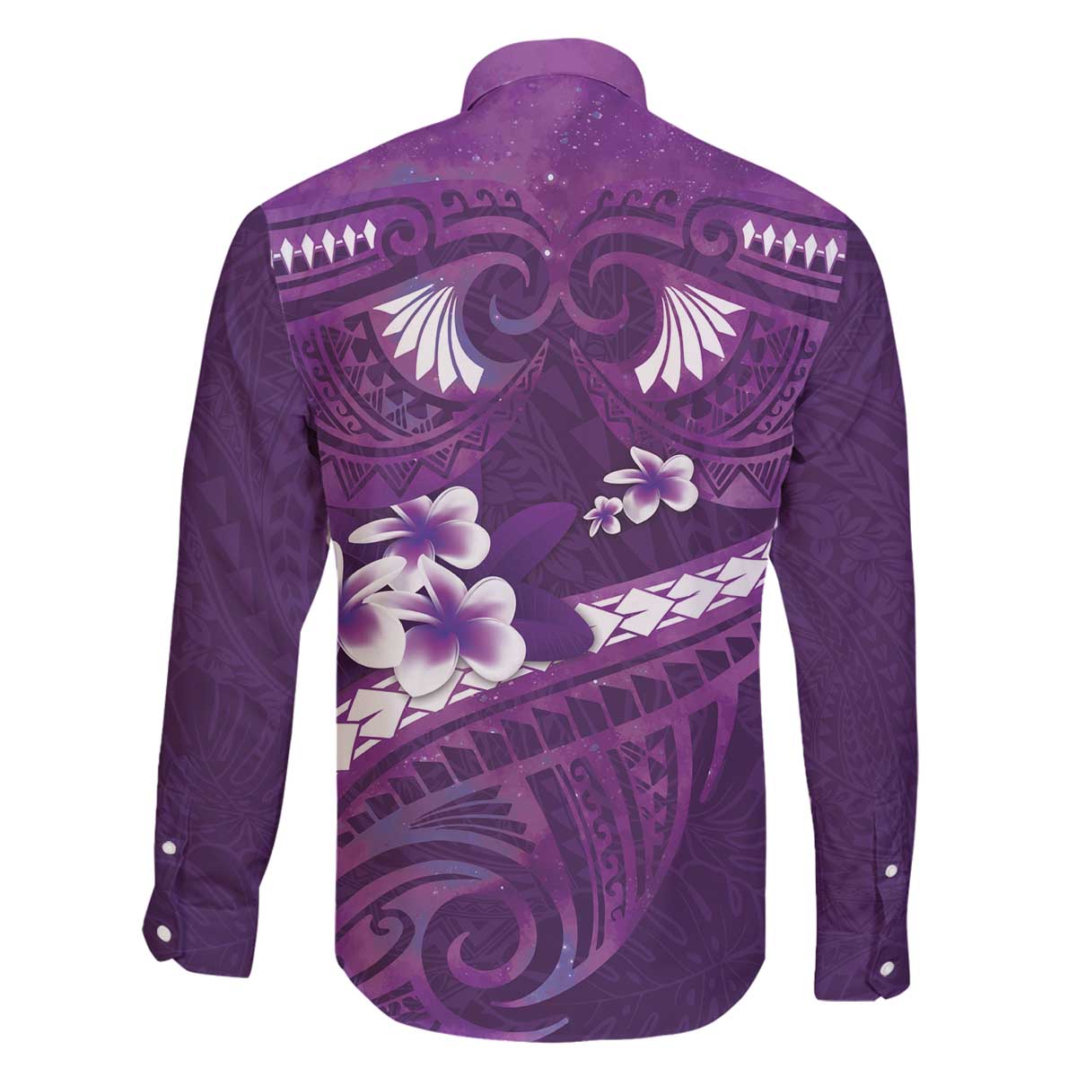 Purple Polynesia Family Matching Off Shoulder Short Dress and Hawaiian Shirt Tribal Pattern Tropical Frangipani LT14 - Polynesian Pride