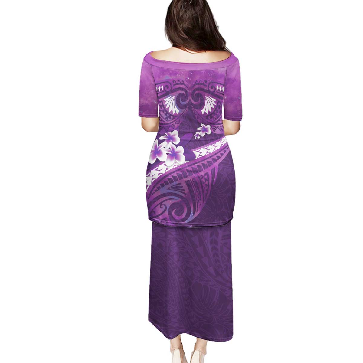 Purple Polynesia Family Matching Puletasi and Hawaiian Shirt Tribal Pattern Tropical Frangipani