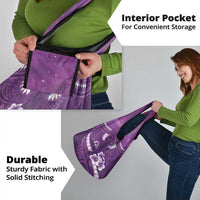 Purple Polynesia Grocery Bag Tribal Pattern Tropical Frangipani