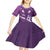 Purple Polynesia Kid Short Sleeve Dress Tribal Pattern Tropical Frangipani