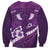 Purple Polynesia Sweatshirt Tribal Pattern Tropical Frangipani