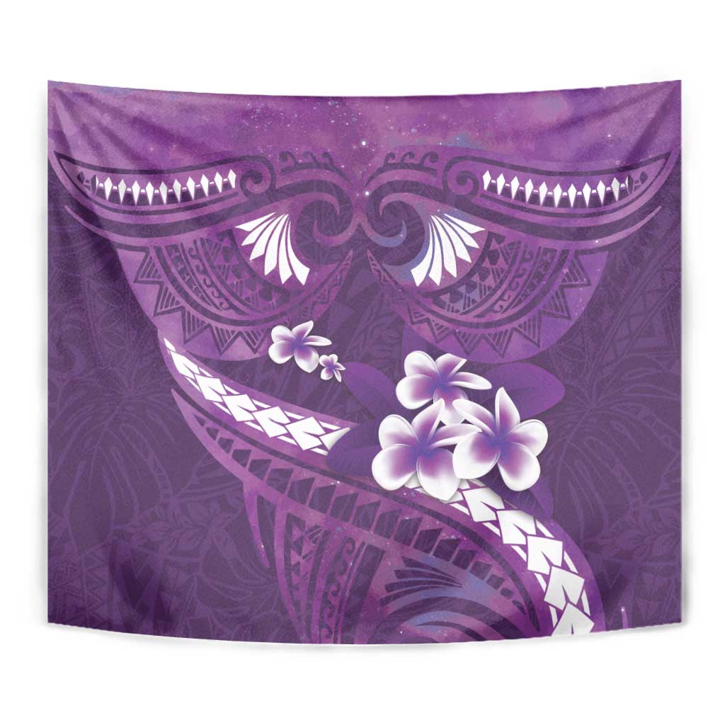Purple Polynesia Tapestry Tribal Pattern Tropical Frangipani